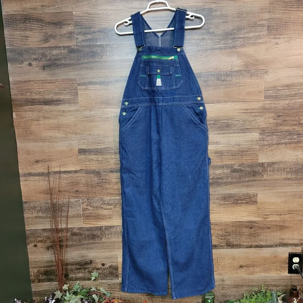 Lady Liberty Denim Bib Overalls 14 R Medium Dark Wash Cotton Country Western - Picture 1 of 10
